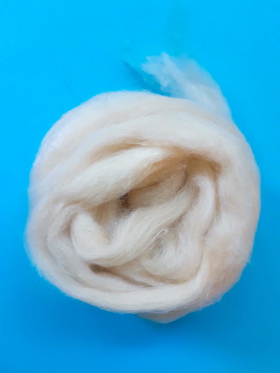 50/40/10 Fr. Angora/Merino/Silk Roving with Tiny Silk Nepps
